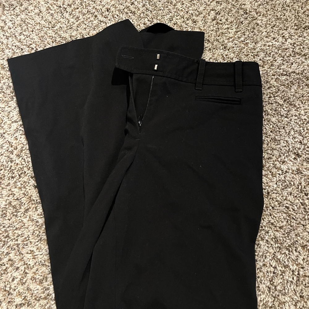 LOFT Black Trousers with Belt Loops and Flat Front